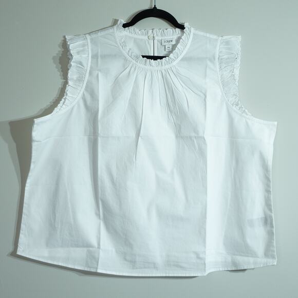 NWT J.Crew White Cotton Ruffleneck Sleeveless Delicate Dainty Blouse Top Size 3X - Picture 1 of 9
